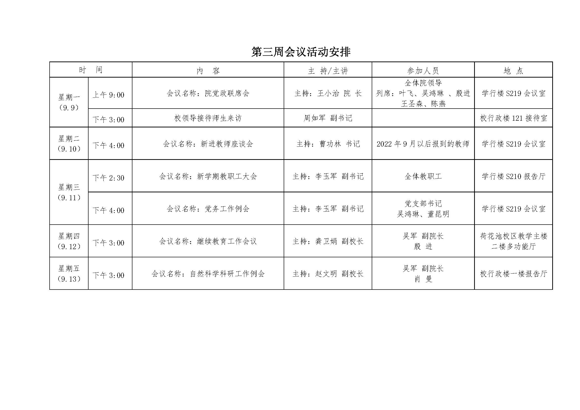 会议安排表模板