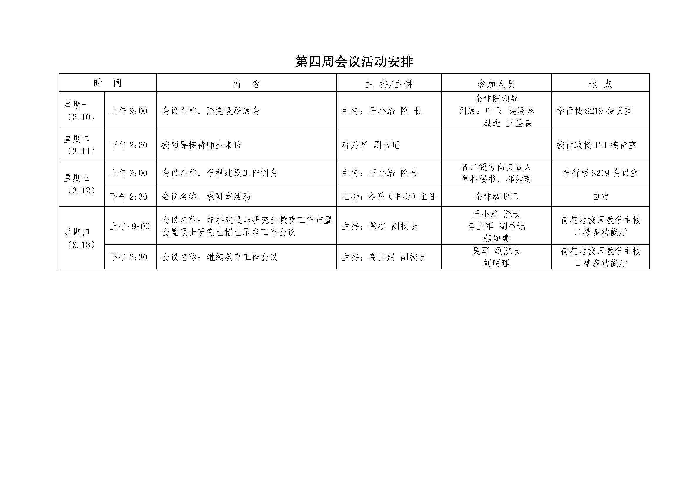 会议会务安排表